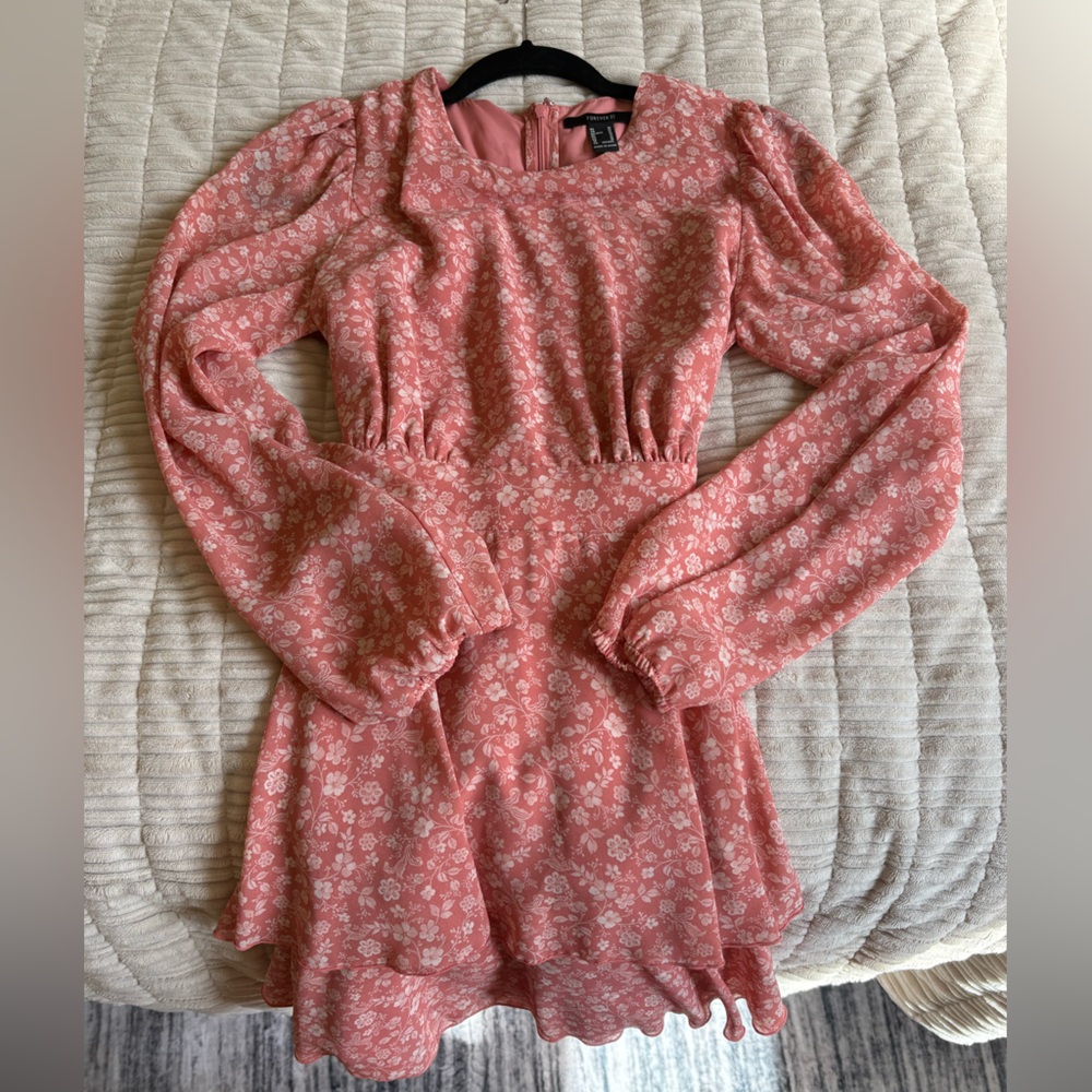 Pink Floral Long Sleeve Dress